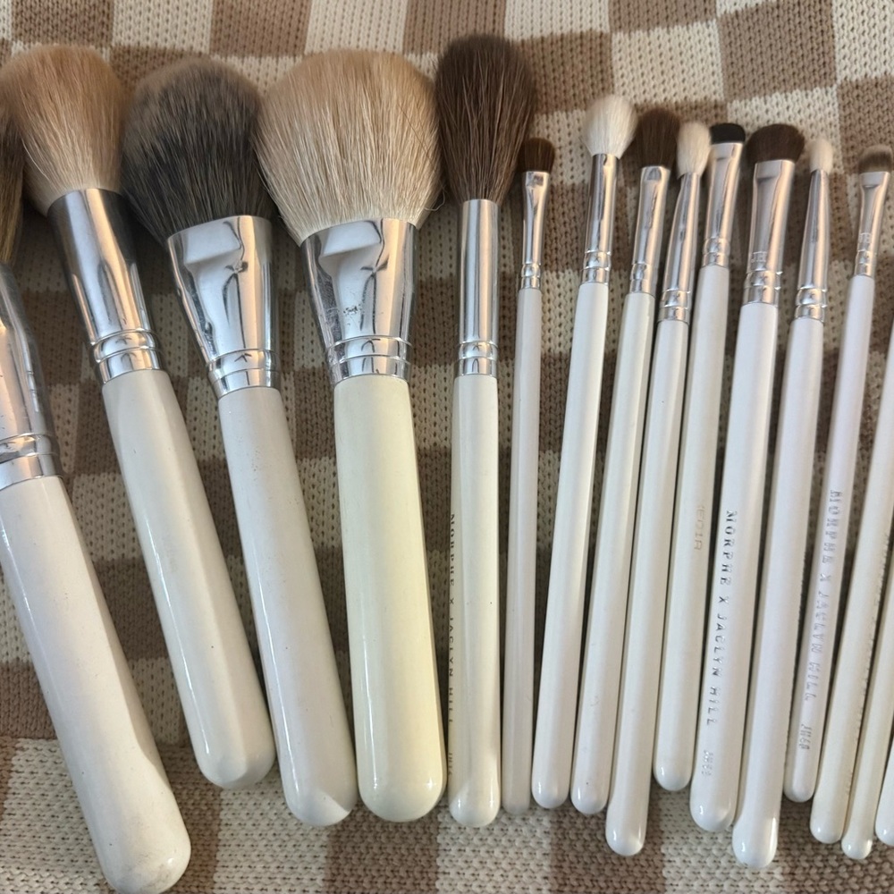 Morphe White Handle Face & Eye Brush Set with Silver Ferrules